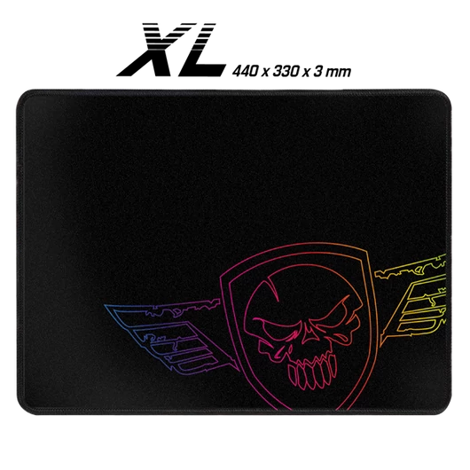 Spirit of Gamer Egérpad - Darkskull Mouse Pad - King Size (430 x 330 x 3mm; varrott szélek; fekete)