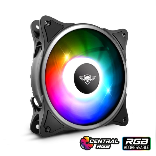 Spirit of Gamer Cooler 12cm - CENTRAL RGB V120IN (25,3dB; max. 39,6 m3 / h; 3pin csatlakozó(Molex); ház hűtésre, RGB LED)
