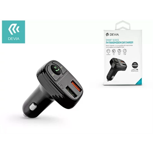 DEVIA BLUETOOTH FM-TRANSMITTER / SZIVARGYÚJTÓ TÖLTŐ - 2XUSB + MP3 / WMA / WAV / FLAC + PENDRIVE / TF-KÁRTYAOLVASÓ - BLACK