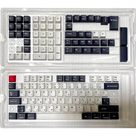 Keychron Cherry Dye-Sub PBT Full Set Keycap Set - Bluish Black White - HU-ISO