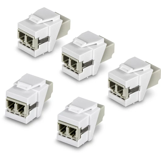 LC DUPLEX FIBER OPTIC KEYSTONE COUPLER JACKS- 5-PACK