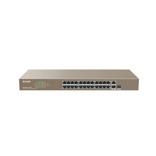 Tenda Switch Smart PoE - TEF1226P-24-440W (24x100Mbps + 2x1Gbps + 1xSFP port; 24 af / at PoE+ port; 370W; rack-mount)