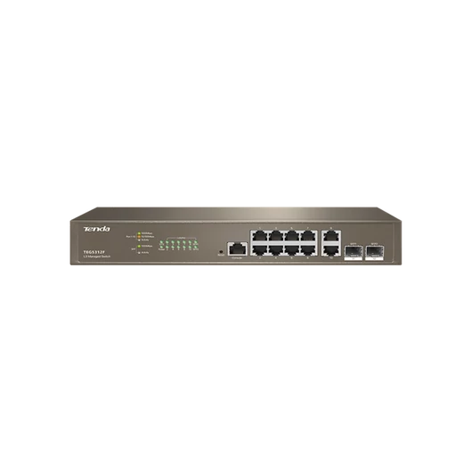 Tenda Switch Vezérelhető - TEG5312F (L3; 10x1Gbps + 2x1G SFP port; rack-mount)