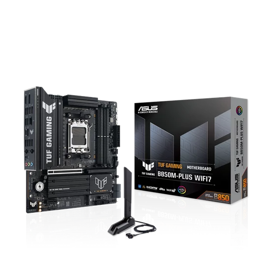 Asus Alaplap - AMD TUF GAMING B850M-PLUS WIFI7 AM5 (B850, ATX, 4xDDR5 8000 + MHz, 4xSATA3, 3x M.2, HDMI + DP)