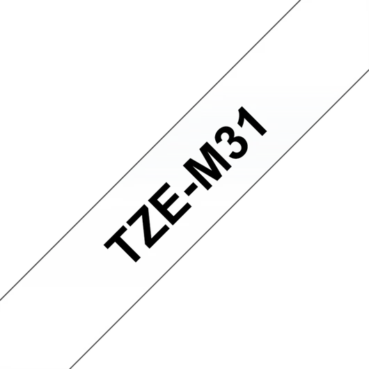 BROTHER szalag TZe-M31, Matt átlátszó alapon Fekete, Laminált, 12mm  0.47", 8 méter