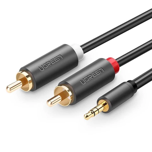 UGREEN AV102 kábel 2x RCA, Cinch, jack 3.5mm, 5m, fekete (10513)