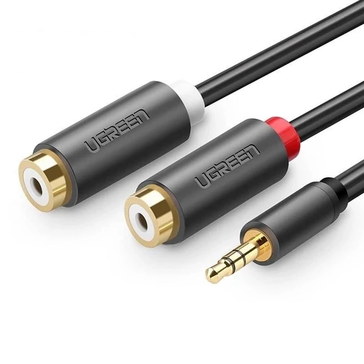 UGREEN AV109 2x RCA anya, Cinch,  jack apa, 3.5mm,  0.25m, fekete (10547)