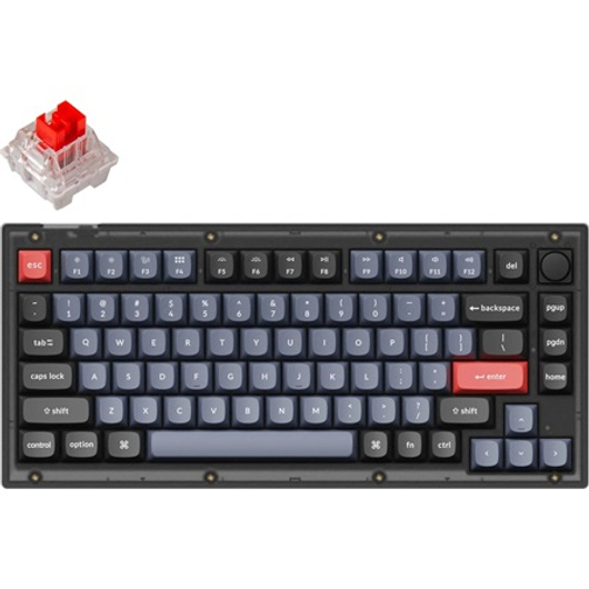 Keychron V1 Wired Mechanical Keyboard Swappable RGB Backlight Red Switch UK Frosted Black Knob Version