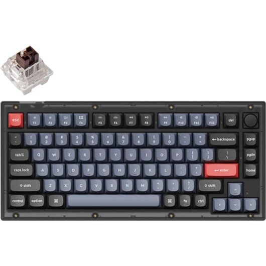 Keychron V1 Wired Mechanical Keyboard Swappable RGB Backlight Brown Switch UK Frosted Black Knob Version