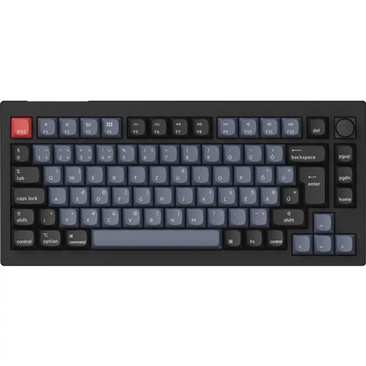 Keychron V1 Max Bluetooth / vezeték nélküli magyar Gateron Jupiter Brown mechanikus billentyűzet fekete-kék