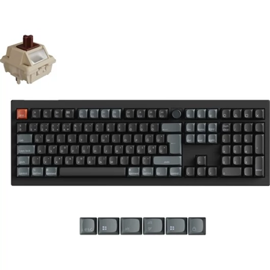 Keychron V6 Ultra 8K Bluetooth / vezeték nélküli magyar Silk POM Brown mechanikus billentyűzet fekete