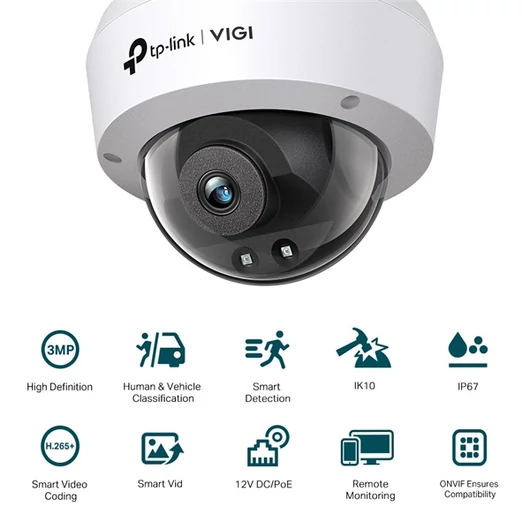 TP-LINK IP Kamera kültéri / beltéri éjjellátó 3 Megapixel, 4mm Objektív, VIGI C230I(4mm)