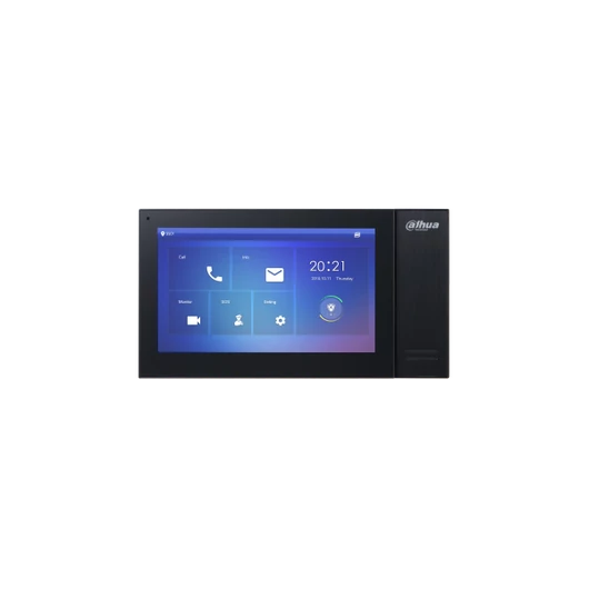 Dahua IP video kaputelefon - VTH2421FB-P (beltéri egység, 7" touch screen, 1024x600, SD, I / O, fekete, PoE)