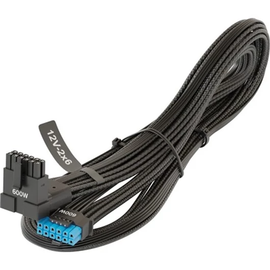 Seasonic Power 12pin PCIe -> Power 16pin PCIe 12VHPWR F / F tápkábel 0.7m fekete egyenes / 90° (600W)