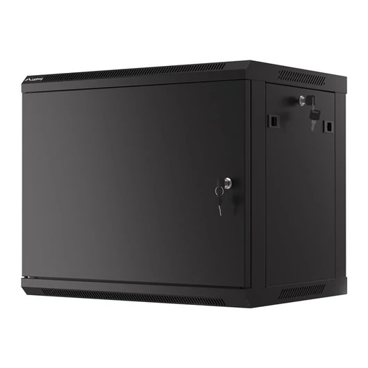 LANBERG Wall mount cabinet 19inch 9U 600x450 steel doors black flat pack