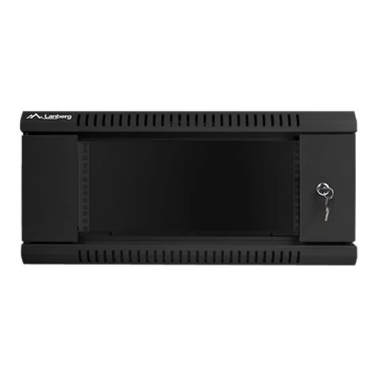 LANBERG WF01-6604-10B Lanberg 19 fali rack szekrény 4U 600x600mm fekete (üvegajtó)
