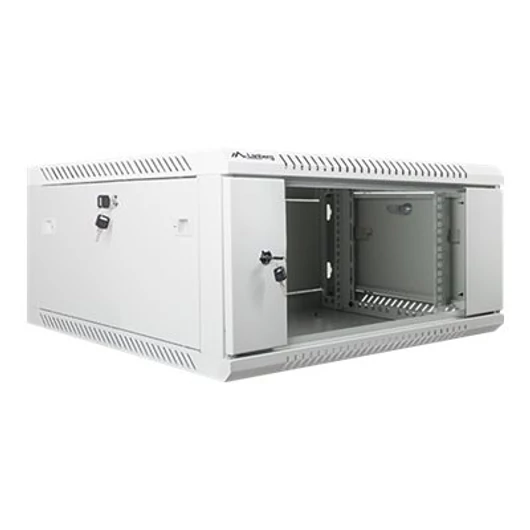 LANBERG WF01-6604-10S Lanberg 19 fali rack szekrény 4U 600x600mm szürke (üvegajtó)