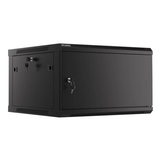 LANBERG Wall mount cabinet 19inch 6U 600x600 steel doors black flat pack