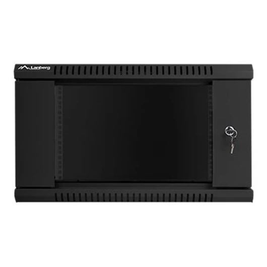 LANBERG WF01-6606-10B Lanberg 19 fali rack szekrény 6U 600x600mm fekete (üvegajtó)
