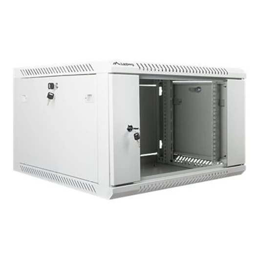 LANBERG WF01-6606-10S Lanberg 19 fali rack szekrény 6U 600x600mm szürke (üvegajtó)