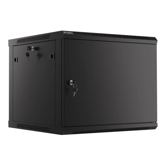 LANBERG Wall mount cabinet 19inch 9U 600x600 steel doors black flat pack