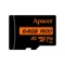 Apacer MicroSD kártya - 64GB microSDXC UHS-I U3 V30 A2 (R / W: 100 / 80 MB / s) + adapter