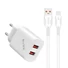 Kép 1/8 - S-Link Telefon töltő - SL-EC50T (2db USB, 5V / 2.4A, 12W, Gyorstöltés, USB Type-C, 100cm adat + töltőkábel, fehér)
