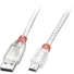 Kép 1/2 - LINDY USB 2.0 Csatlakozókábel [1x USB 2.0 dugó, A típus - 1x USB 2.0 dugó, mini B típus] 20.00 cm Átlátszó
