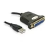 Kép 1/2 - Delock USB-A 2.0 -> Parallel DB25 M / F adapter 0.8m fekete