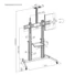 Kép 7/8 - Equip TV állvány - 650631 (60"-100" álló, dönthető, állítható magasság, gurulós, Max.:100kg, fekete / ezüst)