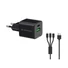 Kép 1/10 - Conceptronic telefon töltő adapter + kábel - ALTHEA16B (USB-C + USB-A, 33W, 3in1 töltő kábel, fekete)