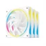 Kép 1/7 - DeepCool Cooler 12cm - FL12 SE WH (3in1) (28.67dB; max.86,20 m3 / h; 3x12cm, 3pin; hydro bearing, ház hűtésre, RGB, PWM)