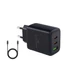 Kép 1/4 - Bluestork Hálózati töltő - PW-65-CCA-B (2xUSB-C, USB-A, 65W, 2m kábel, fekete)