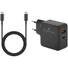 Kép 1/4 - Bluestork Hálózati töltő - PW-BS-65-GAN-C-A (USB-C, USB-A, 65W, 1,8m kábel, gyorstöltés, fekete)