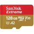 Kép 1/2 - SANDISK Extreme microSDXC 190/90MB/s A2 C10 V30 UHS-I U3 128GB + adapter