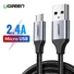 Kép 2/5 - UGREEN USB-Mikro USB-kábel QC 3.0 2,4A 1m fekete (60146)