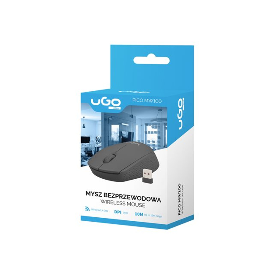 NATEC Ugo wireless mouse Pico MW100 optical 1600 DPI black