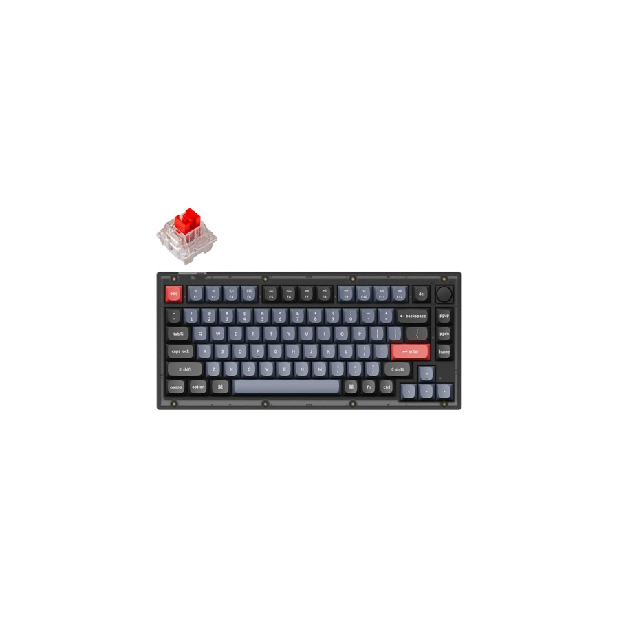 Keychron V1 Wired Mechanical Keyboard Swappable RGB Backlight Red Switch UK Frosted Black Knob Version